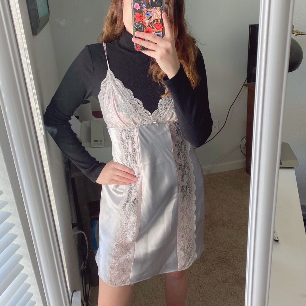 Satin Lace Slip Dress